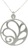 Jewelry Trends Sterling Silver Artistic Leaf Circle Pendant with 18 Inch Box Chain Necklace