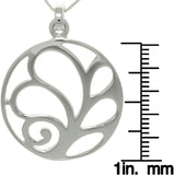 Jewelry Trends Sterling Silver Artistic Leaf Circle Pendant with 18 Inch Box Chain Necklace