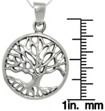 Jewelry Trends Sterling Silver Autumn Tree of Life Round Pendant on 18 Inch Box Chain Necklace