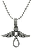 Jewelry Trends Pewter Infinity Angel with Wings Pendant on Steel Ball Chain Necklace