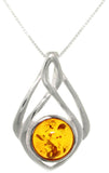 Jewelry Trends Sterling Silver Baltic Amber Drop Pendant with 18 Inch Box Chain Necklace