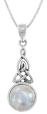 Jewelry Trends Sterling Silver Celtic Trinity Knot Pendant with Moonstone on 18 Inch Box Chain Necklace