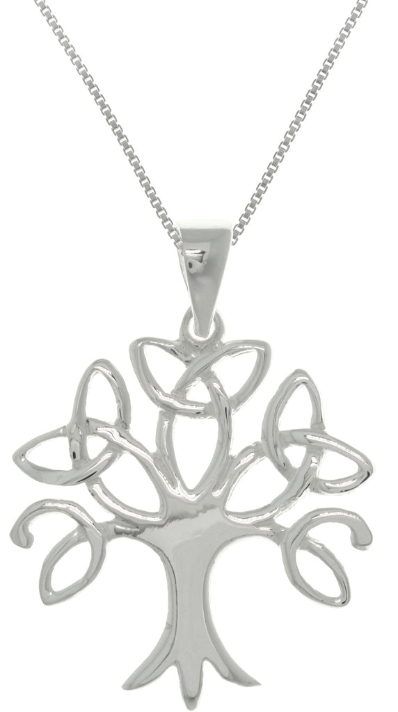 Jewelry Trends Sterling Silver Tree of Life Celtic Trinity Knot Branch Pendant on 18 Inch Box Chain Necklace