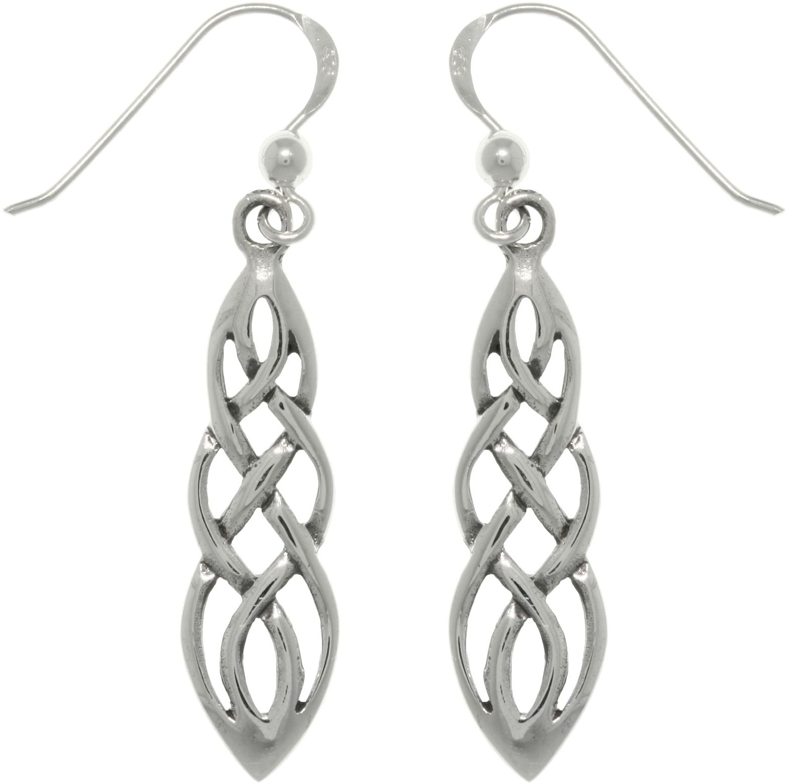 Jewelry Trends Sterling Silver Celtic Knot Linear Teardrop Dangle Earrings