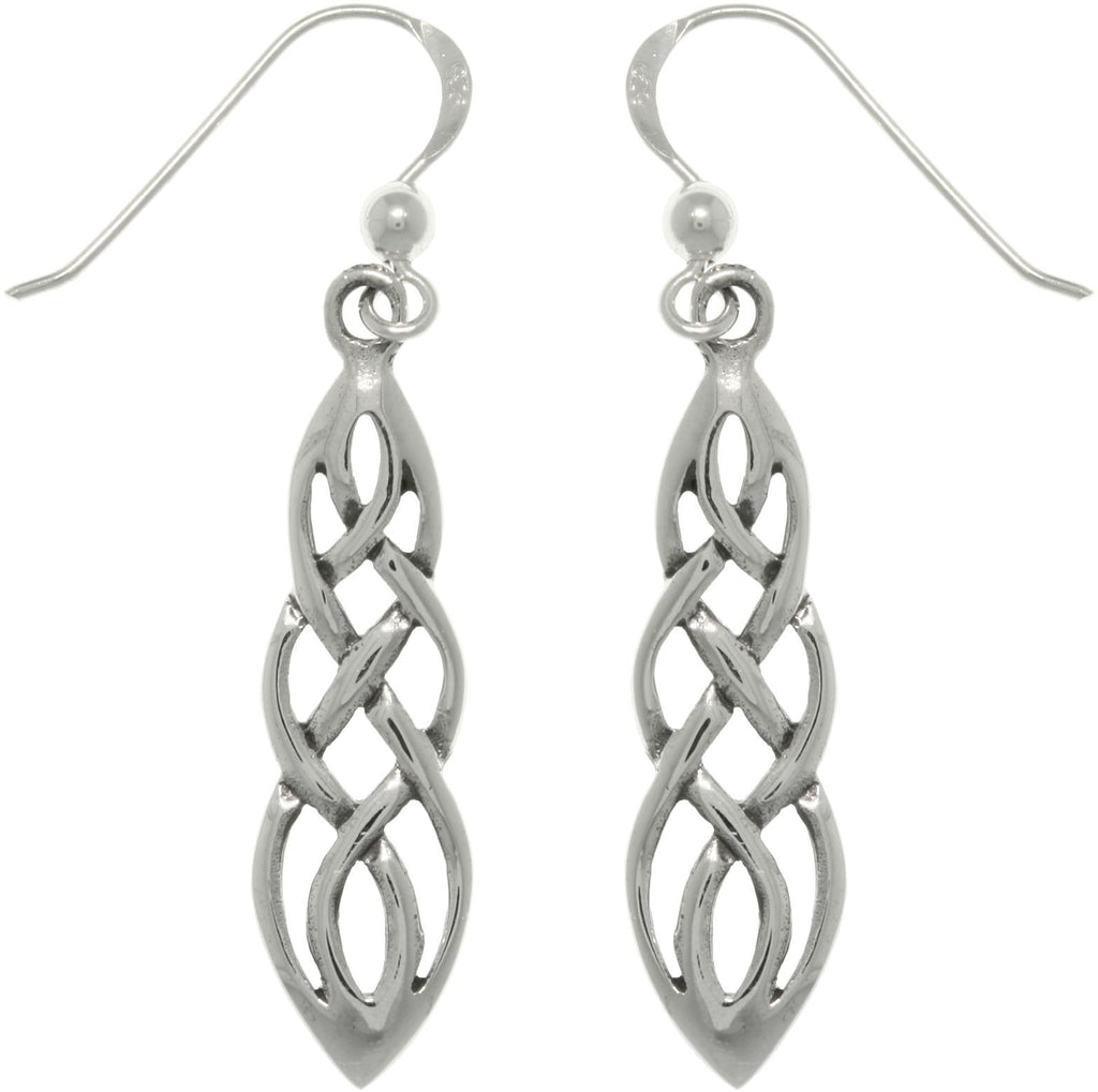 Jewelry Trends Sterling Silver Celtic Knot Linear Teardrop Dangle Earrings
