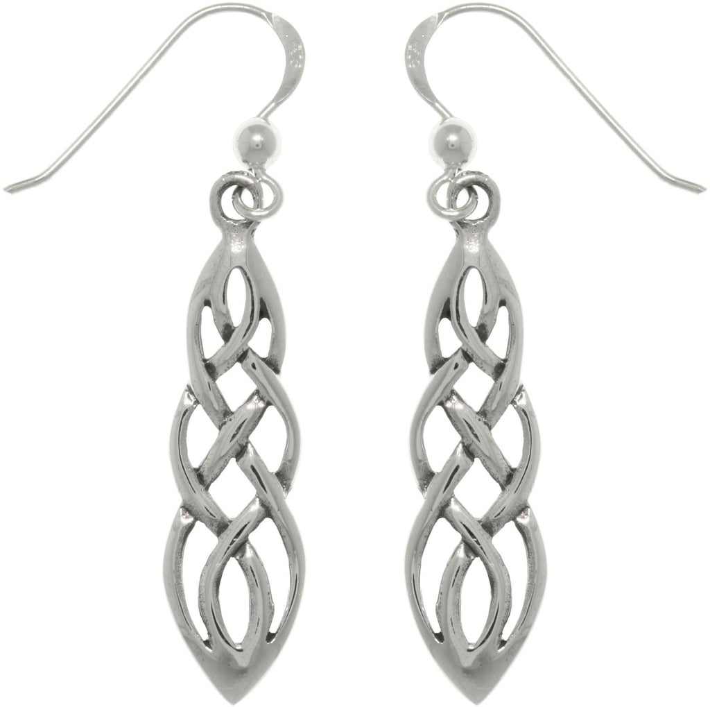 Jewelry Trends Sterling Silver Celtic Knot Linear Teardrop Dangle Earrings