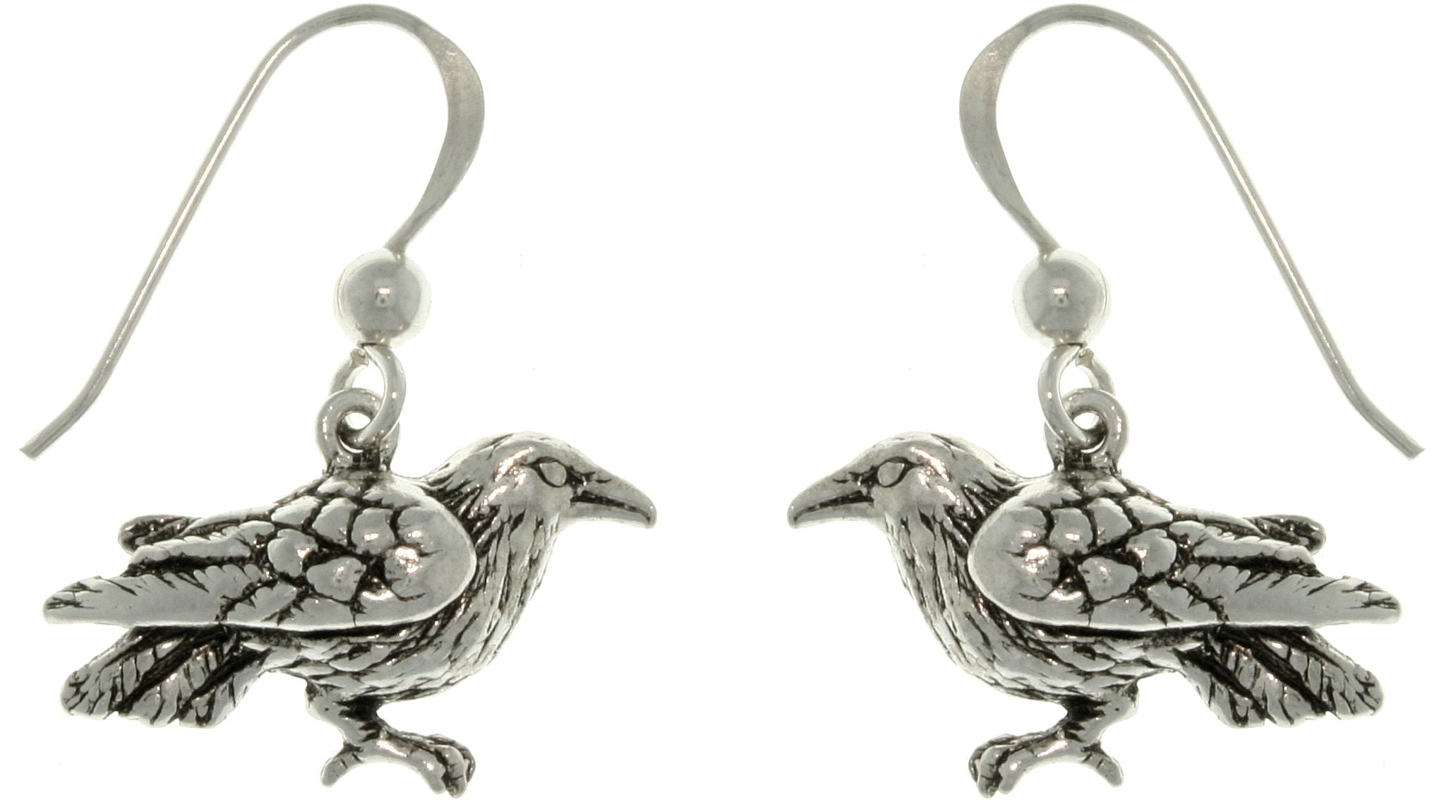 Jewelry Trends Sterling Silver Celtic Crow Black Bird Dangle Earrings Raven Jewelry