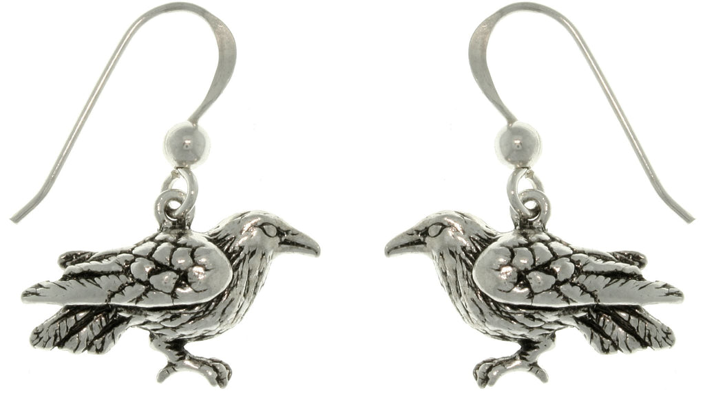 Jewelry Trends Sterling Silver Celtic Crow Black Bird Dangle Earrings Raven Jewelry
