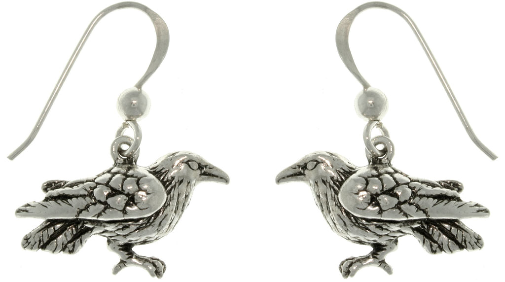 Jewelry Trends Sterling Silver Celtic Crow Black Bird Dangle Earrings Raven Jewelry