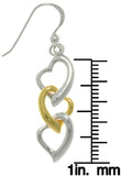 Jewelry Trends Sterling Silver Gold-plated Three Heart Dangle Earrings Gift