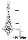 Jewelry Trends Sterling Silver Celtic Good Luck Quaternary Knot Pendant on 18 Inch Box Chain Necklace