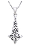 Jewelry Trends Sterling Silver Celtic Good Luck Quaternary Knot Pendant on 18 Inch Box Chain Necklace