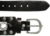 Jewelry Trends Silvertone Metal and Black Leather Stud Bracelet