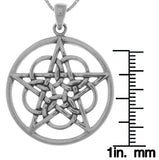 Jewelry Trends Sterling Silver Mystical Ringed Star Pentacle Pendant on 18 Inch Box Chain Necklace