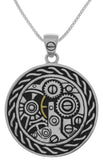 Jewelry Trends Sterling Silver Celtic Steampunk Gears Pendant on 18 Inch Box Chain Necklace