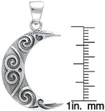 Jewelry Trends Sterling Silver Crescent Moon Spiral Celtic Pendant on 18 Inch Box Chain Necklace
