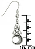 Jewelry Trends Sterling Silver Celtic Triquetra Trinity Moon Dangle Earrings