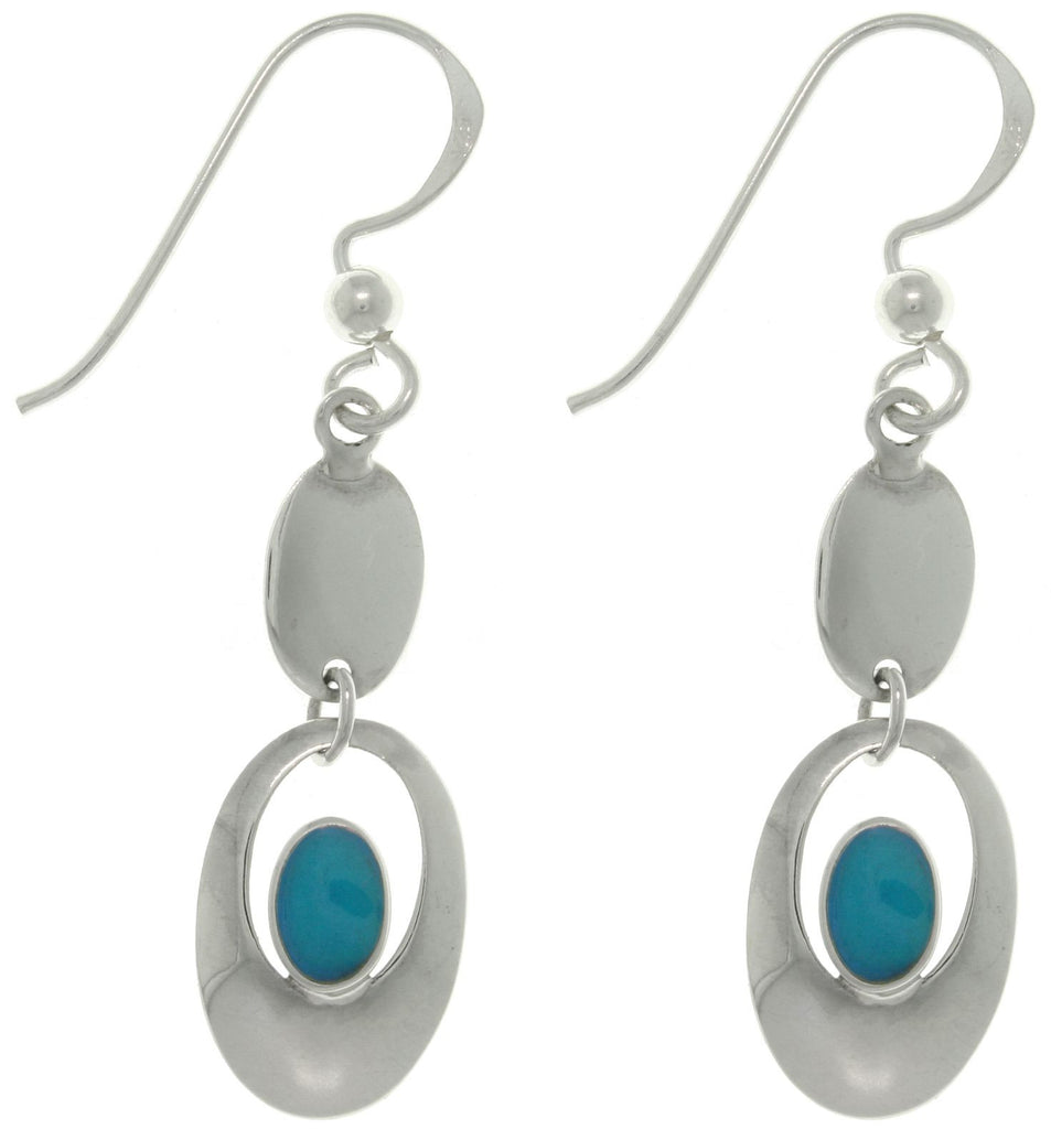 Jewelry Trends Sterling Silver Blue Colored Resin Drop Earrings