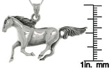 Jewelry Trends Sterling Silver Running Horse Mustang Pendant on 18 Inch Box Chain Necklace