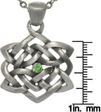 Jewelry Trends Pewter Rhinestone Celtic Good Fortune Knot Pendant with 24 Inch Chain Necklace