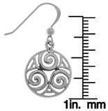 Jewelry Trends Sterling Silver Celtic Triskele Knot Round Dangle Earrings
