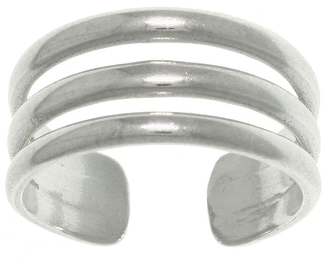 Jewelry Trends Sterling Silver 3-band Wide Adjustable Toe Ring or Midi Ring Pinky Ring