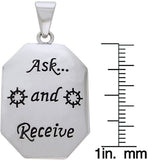 Jewelry Trends Sterling Silver Inspirational Ask and Receive Religious Dog Tag Pendant with Box Chain Necklace