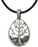 Jewelry Trends Pewter Tree of Life Teardrop Pendant with 18 Inch Black Leather Cord Necklace