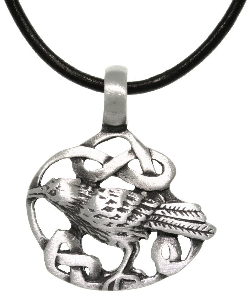 Jewelry Trends Pewter Celtic Crow Pendant with 18 Inch Black Leather Cord Necklace