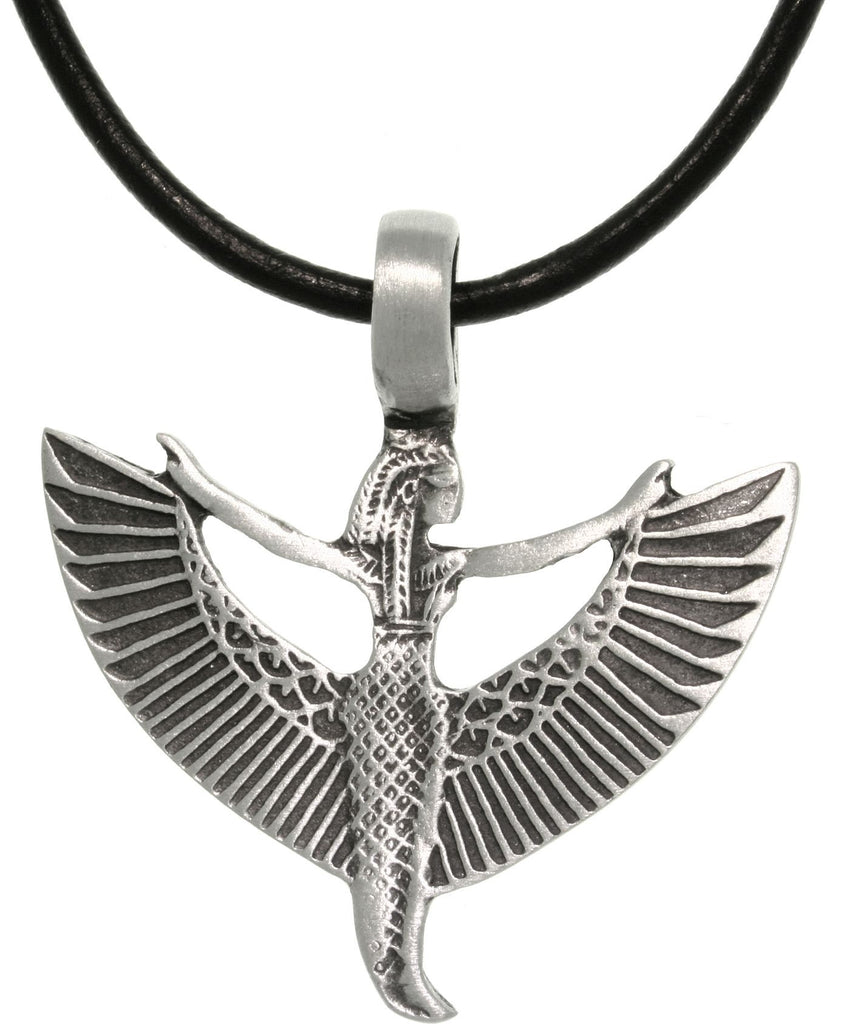 Jewelry Trends Pewter Goddess Maat Egyptian Pendant with 18 Inch Black Leather Cord Necklace