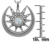 Jewelry Trends Sterling Silver Celtic Star Sun and Crescent Moon Pendant with Moonstone on 18 Inch Chain Necklace