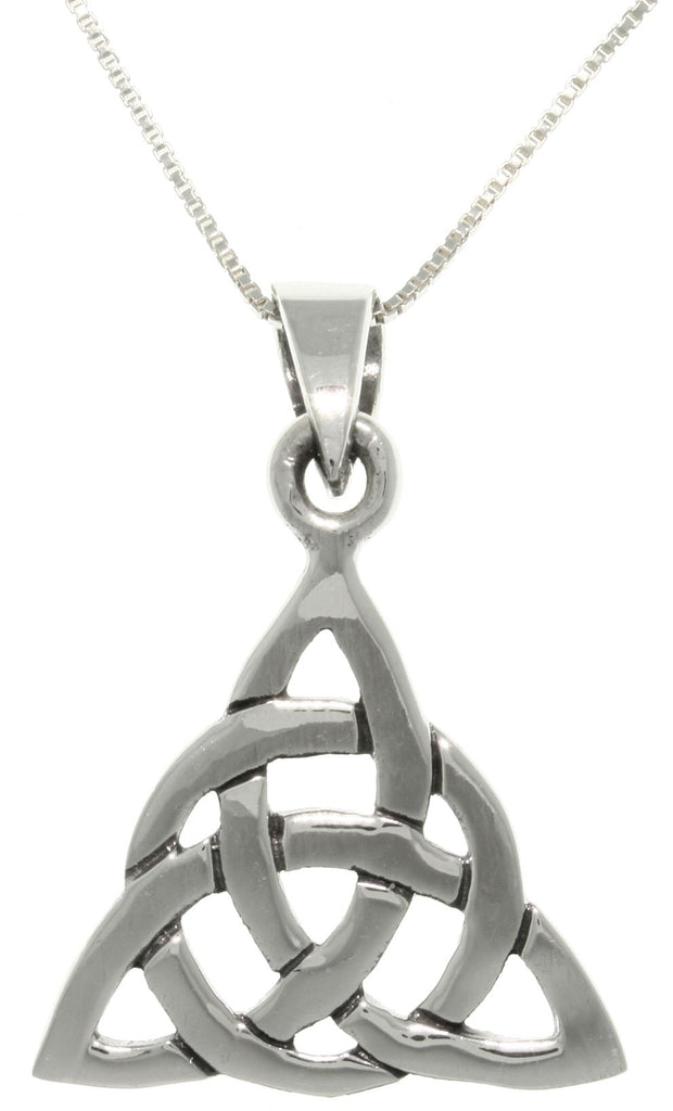 Jewelry Trends Sterling Silver Celtic Triangle Knot Pendant Circle of Life Symbol with 18 Inch Box Chain Necklace