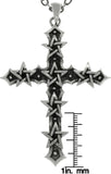 Jewelry Trends Pewter Star Studded Cross Pendant on Link Chain Necklace
