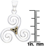 Jewelry Trends Sterling Silver and Gold-Plated Celtic Triskele Trinity Knot Pendant on 18 Inch Box Chain Necklace