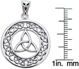Jewelry Trends Sterling Silver Celtic Border Trinity Knot Round Pendant on 18 inch Chain Necklace