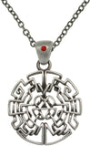 Jewelry Trends Pewter Celtic Circle Maze Pendant with Red Crystal on 24 Inch Chain Necklace