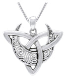 Jewelry Trends Sterling Silver Celtic Triquetra Moon Goddess Trinity Knot Pendant Necklace 18"