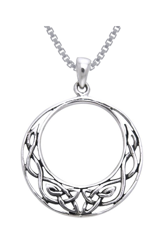 Jewelry Trends Sterling Silver Celtic Knot Work Round Pendant on 18 Inch Box Chain Necklace