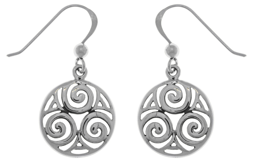 Jewelry Trends Sterling Silver Celtic Triskele Knot Round Dangle Earrings