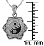 Jewelry Trends Sterling Silver Yin Yang Lotus Flower Pendant with CZ's on 18 Inch Box Chain Necklace