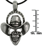 Jewelry Trends Pewter Mens Skull with Cowboy Hat Pendant