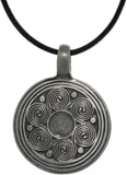 Jewelry Trends Pewter Celtic Spiral Waves Pendant on 18 Inch Black Leather Cord Necklace
