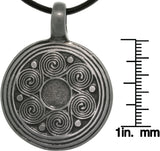 Jewelry Trends Pewter Celtic Spiral Waves Pendant on 18 Inch Black Leather Cord Necklace
