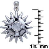 Jewelry Trends Sterling Silver Sun with Moon Phases Pendant with Moonstone on 18 Inch Box Chain Necklace