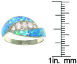 Jewelry Trends Sterling Silver Created Blue Opal and Dazzling Clear Cubic Zirconia Ring Whole Sizes 5 - 10