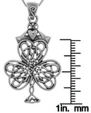 Jewelry Trends Celtic Shamrock & Irish Claddagh Sterling Silver Pendant on 18 Inch Necklace