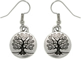 Jewelry Trends Antiqued Silver Plated Pewter Celtic Tree of Life Round Dangle Earrings