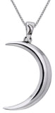Jewelry Trends Sterling Silver Large Crescent Moon Pendant on 18 Inch Box Chain Necklace Waxing Moon for Attraction