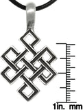 Jewelry Trends Pewter Celtic Open Square Knot Pendant on Black Leather Necklace