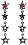 Jewelry Trends Pewter Four Star Links with Red Crystals Dangle Earrings